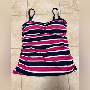 TOMMY BAHAMA Blue Pink Stripe Swimsuit Lined Built-in Bra Womens size M used